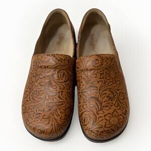 Alegria Embossed Leather Clogs Womens Size 11.5 EU 42 Slip On Comfort Shoes